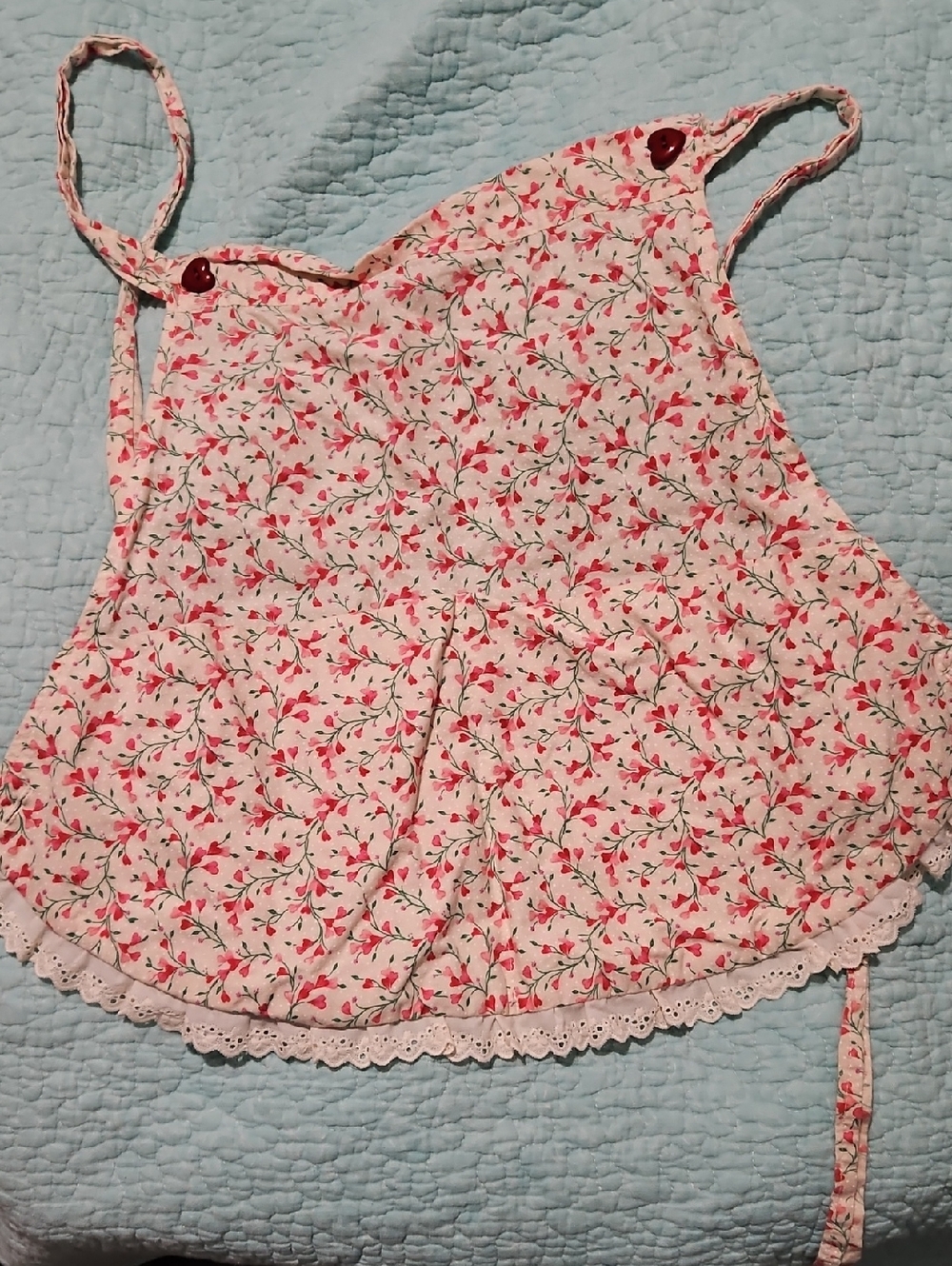 Floral Pink Scalloped Hem Apron